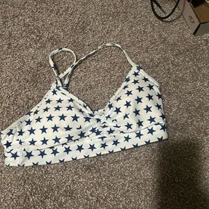 White with Blue Stars bikini top